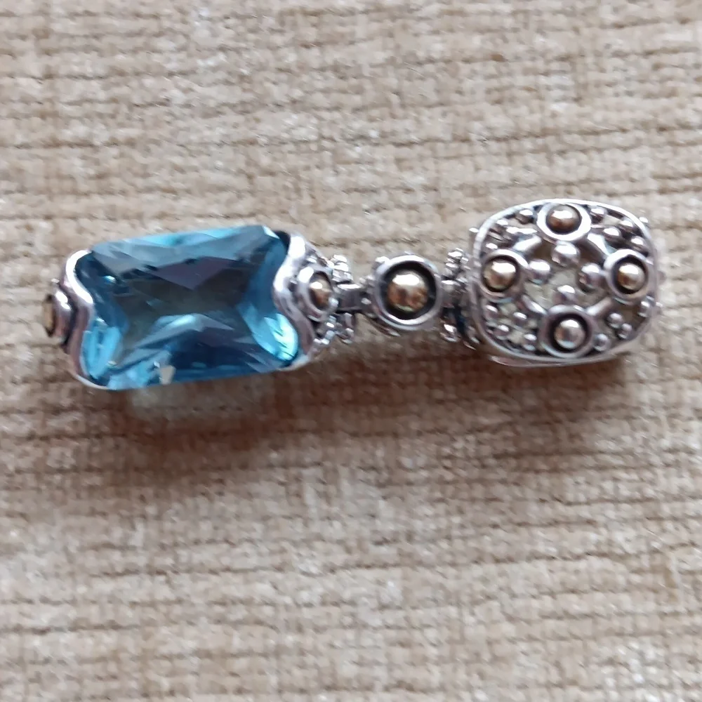 Silver Tone Synthetic Blue Multi Faceted Pendant
